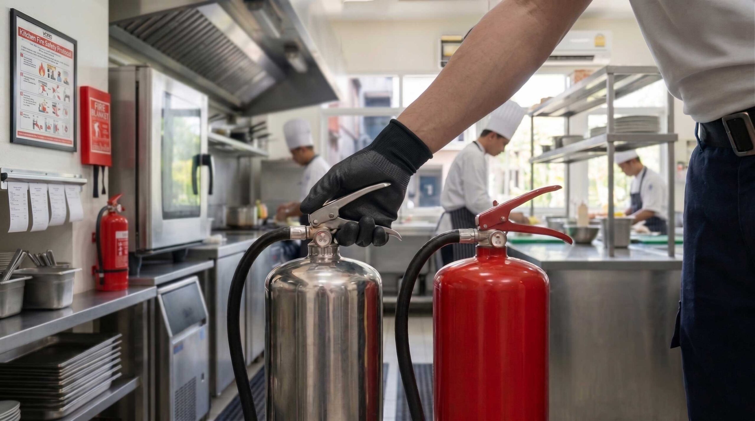 Class K commercial kitchen fire extinguisher
